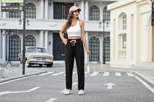 Pantalon de jogging pour <span class=keywords><strong>femme</strong></span> en coton à taille élastiquée, coupe droite, avec poches, idéal pour le sport et la détente - Product Image 5