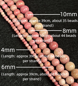 Cuentas de Rodonita Rosa Pulida de Alta Calidad, Redondas y Sueltas, para Hacer Pulseras DIY, 4/6/8/10mm - Product Image 2