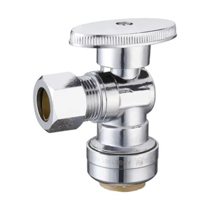 Robinet d'angle à compression Push Connect en laiton chromé, à commande par tête de poussée, à 1/4 de tour, pour plomberie - Product Image 1