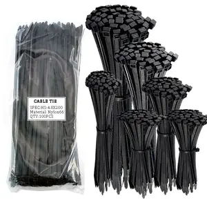 8in Nylon 66 Kabelbinders Zelfsluitende Plastic Kabel Tie Wraps Door China Leverancier Wit Zwart Kleuren Verschillende Maten Beschikbaar