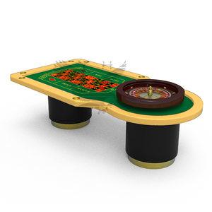 YH Casino Table Jeu De Luxe Vert Maison Bois Casino <span class=keywords><strong>Roulette</strong></span> Roue Table a Roulettes - Product Image 4