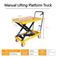 MIFONLIFT 200kg 0,72/1,26m Manuelle Hydraulische Hebebühne, Mobile Elektrische Hebevorrichtung, Einfacher Kleiner Wagen