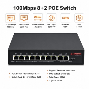 สวิตช์ Poe 8 พอร์ต 100 ไม่มีระบบจัดการ พร้อ<span class=keywords><strong>ม</strong></span>พอร์ต PoE+ 8 พอร์ต, อัปลิงค์ 2 พอร์ต, 100Mbps, 120W รองรับ AI Detection, แบบไร้พัดล<span class=keywords><strong>ม</strong></span> วัสดุโลหะ เสียบปลั๊กใช้งานได้ทันที - Product Image 5