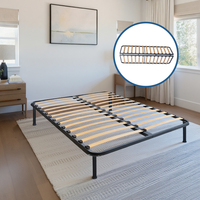 Cadre de lit en acier inoxydable avec sommier à lattes en bois de hêtre Queen, finition textile, robuste et durable, composant de mobilier, pièce de rechange en gros