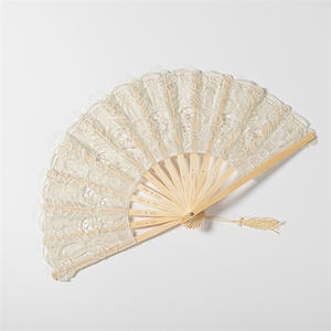 Costillas de Bambú Clásicas Hechas a Mano, Abanico de Encaje, Bordado, Abanico de Bambú, Novia, Boda, 23cm - Product Image 3