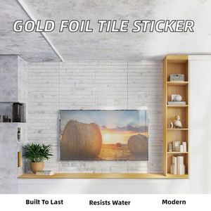 Pegatinas Autoadhesivas Modernas con Diseño Geométrico y Estampado en Dorado para Azulejos, Papel Tapiz Impermeable y Resistente al Fuego para Baño y Sala de Estar - Product Image 2