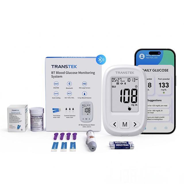 Smart Bluetooth for Blood Glucose Meter Fingertip Blood Sugar Monitor No Coding Seniors Large LCD Electric Glucometer CE