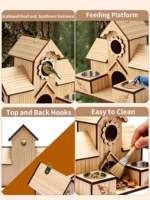 Nichoir à oiseaux en bois moderne à 6 trous, nichoir suspendu en bois pour jardin et cour