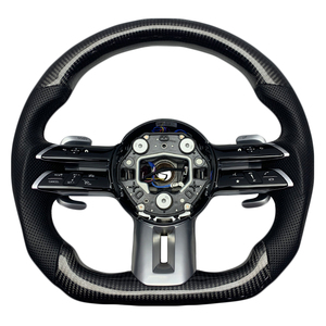 พวงมาลัยหุ้มหนังคาร์บอนไฟเบอร์แบบมีรูพรุนสำหรับพวงมาลัยเมอร์เซเดสเบนซ์ W177 W213 W204 C257 - Product Image 1