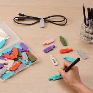 Étiquettes de câbles en nylon multicolores écologiques résistantes à la chaleur, auto-adhésives, à forte adhérence, avec boucle auto-agrippante, inscriptibles, pour cordons et fils - Product Image 2