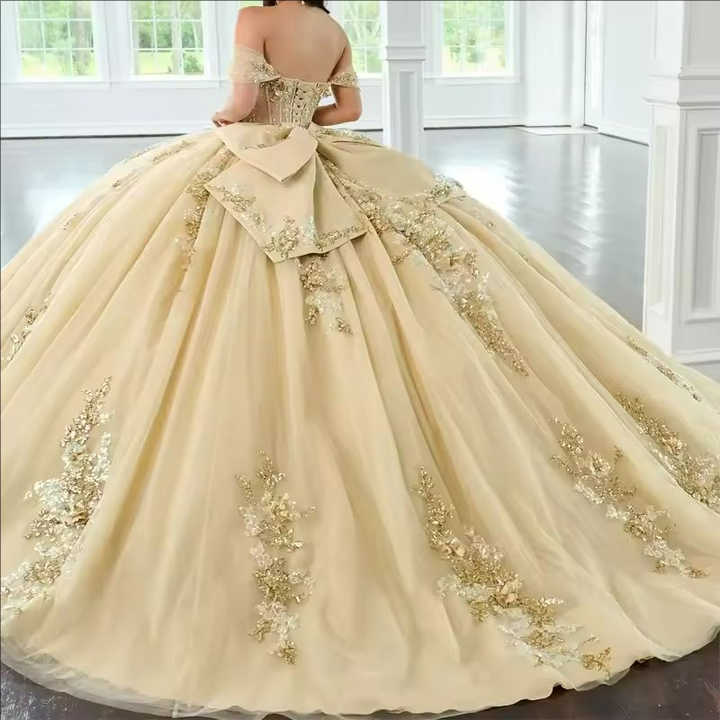 Champagne Sequin Princess Ball Gown for Girls