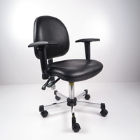 Chaise de bureau antistatique ESD en cuir PU conducteur noir moderne pour salle blanche, hôpital et entrepôt