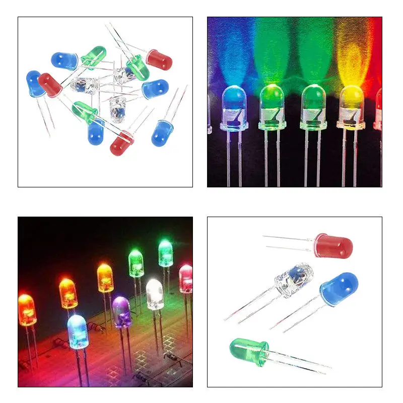 مصنع OEM/ODM 1000 قطعة/حقيبة صمام ثنائي باعث للضوء 2 دبوس LED 5 مللي متر عدسة ليد ثنائية 5 مللي متر LED 5 مللي متر