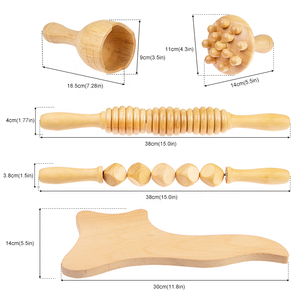 Set de Masaje Anticelulítico de <span class=keywords><strong>Maderoterapia</strong></span>, Rodillo de Madera para Drenaje Linfático, Copas de Masaje de Madera - Product Image 4