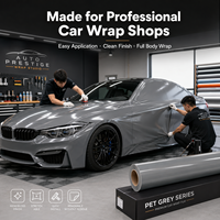 Film de covering automobile PET gris brillant, film de changement de couleur auto-adhésif avec technologie Air Release pour voitures, vente en gros OEM