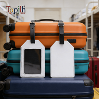 Étiquette de bagage en cuir PU vierge pour sublimation Topjlh, imprimable double face, 6 couleurs disponibles, impression personnalisée du logo et du nom, pour valise de voyage