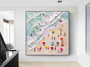 Peinture de natation de côte heureuse 3D peinture de foule d'art de côte d'été abstraite - Product Image 5