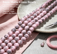 Perles de verre rondes mates givrées à pois vert citron, perles intercalaires lâches pour la fabrication de bijoux DIY (bracelets, colliers)