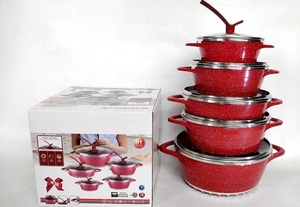 Hiện đại 10pcs không dính Nhôm <span class=keywords><strong>Cookware</strong></span> <span class=keywords><strong>Set</strong></span> chậu với kính có nắp đậy có thể được đặt cho nhà bếp kim loại nấu ăn súp để sử dụng nhà - Product Image 4