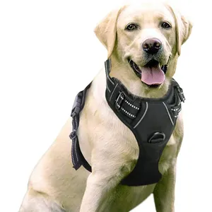 No Pull Pet Harness Leash Clips Adjustable Soft Padded Vest Reflective Oxford Easy Control Handle Large Dogs Harness