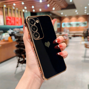 Coque de téléphone portable Honatop Soft TPU plaqué or Love Heart pour Samsung Galaxy S23plus S23Ultra S24 Ultra S23fe S22 S21 <span class=keywords><strong>S20fe</strong></span> - Product Image 3