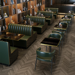 Luxuriöses Hotel-Möbelset aus Leder und Marmor für Gewerbliche Cafés, Bars und Restaurants – quadratischer Tisch, Stühle, Sofa und Sitzbank - Product Image 2