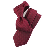 Luxe Hommes Mâle Shengzhou Personnalisé Cravate Chine À La Main Unique Mode Élégant Hommes D'affaires Tissé Rouge Géométrique 7 Plis Cravate En Soie