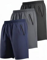 Shorts de sport pour hommes, personnalisés OEM, tissés, à taille élastique avec cordon de serrage, séchage rapide, décontractés, pour la gym, avec poches zippées