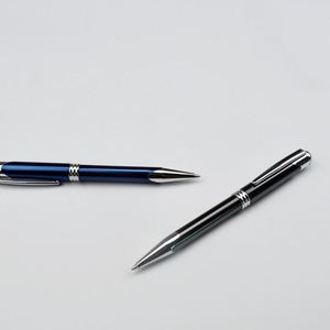 Slim Anodized Aluminum Twist Metal <b>Ballpoint</b> <b>Pen</b> With Spiral Silver Decor Ring Rotating Executive Signature <b>Pen</b> - Product Image 5