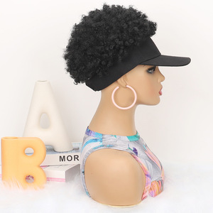 Perruque chapeau <span class=keywords><strong>afro</strong></span> pour femmes africaines |   Perruque courte bouclée avec casquette de baseball |   Perruque synthétique Spring Curl - Product Image 2