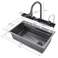 Lavabos et robinet de cuisine intelligents de luxe multifonction Delux avec cascade et lave-vaisselle