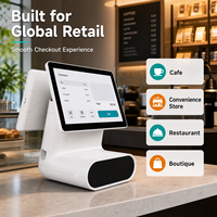 Terminal POS Android Layar Ganda All-in-One Touch Cash Register WiFi/USB Kode QR/Pengenal Wajah Restoran Kafe Kedai Teh Susu