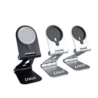 Support de téléphone magnétique de bureau en alliage d'aluminium portable, nouvelle conception pliable, logo personnalisable, laser, matériau en alliage d'aluminium