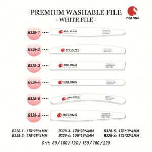 Customized <b>White</b> 100 Grit Emery Board Nail Files With Logo 100/180 Washabl Nail File - Product Image 2