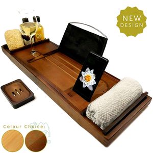 Baignoire en bambou imperméable Caddy pour bain relaxant - Product Image 5