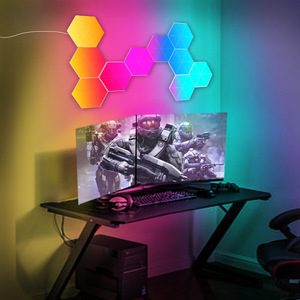 Led créative bricolage application intelligente et commande vocale musique synchronisation <span class=keywords><strong>quantique</strong></span> nid d'abeille hexagone lumière de nuit cadeau ambiant mur plafonnier - Product Image 6