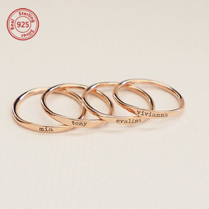 925 Silver Custom <strong>Name</strong> <strong>Ring</strong> Delicate Custom Stacking <strong>Rings</strong> - Product Image 4