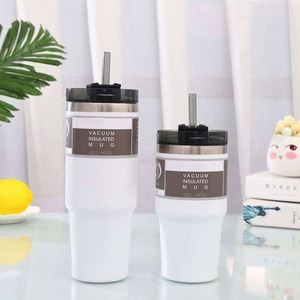 Vacuum Insulated Stainless Steel Tumbler With Straw 20oz/600ml Travel Mug Double <b>Wall</b> Minimalist Design - Product Image 3