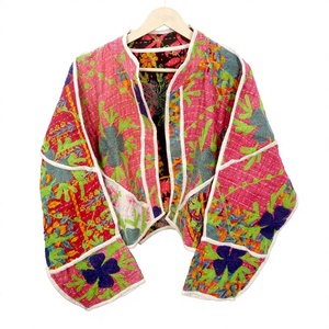 Handmade 100% Cotton Designer <b>Kantha</b> <b>Jacket</b> Multi Color Ethnic Style Embroidery with open closure Handmade Vintage <b>kantha</b> <b>jacket</b> - Product Image 1