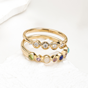 Thiết Kế Mới 9kt/10kt/14kt/18kt Rắn Vàng Bốn Kim Cương Nhẫn Vài Nhẫn Phụ Nữ Đồ Trang Sức Mỹ Nhà Sản Xuất - Product Image 3