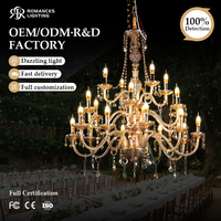 Lustre LED en cristal avec cadre en métal doré, idéal pour les mariages, les banquets et la décoration événementielle – Vente en gros directe usine