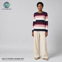 TOM TAILOR 1042952 Pull en jersey respirant court d'automne 38580 Big Rose Knit Stripe L pour femme