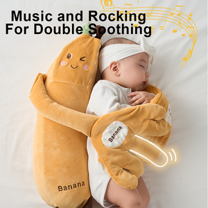 Jouet pour bébé en forme de banane de 55 cm, télécommande, fonction de tapotement automatique, aide au sommeil pour nourrissons, <span class=keywords><strong>oreiller</strong></span> en peluche, sucette électrique - Product Image 3