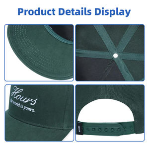 <span class=keywords><strong>Cappellino</strong></span> da Baseball a 5 Pannelli con Logo Ricamato 3D, Bicolore Crema e Verde, Unisex per Bambini e Adulti - Product Image 2