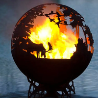 Grande boule en acier Corten, boule de feu corten, boule de feu en acier corten, fosse à feu rouillée pour l'extérieur