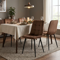 Ensemble de 2 chaises de salle à manger modernes en velours marron, design ergonomique, pieds en métal robustes avec protections pour le sol, pour la maison et le café