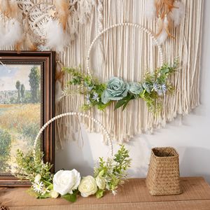 Mur de fleurs artificielles Huajiang en forme de demi-cercle, décoration intérieure en tissu tissé plastique pour la maison - Product Image 2