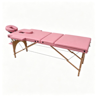 Table de massage pliable robuste à 3 sections avec pieds en bois, table de spa professionnelle avec appui-tête