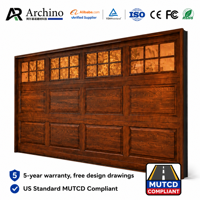 Porte de garage sectionnelle en acier à grain de bois, à économie d'énergie, avec isolation en PU de 50 mm et valeur R-17 élevée pour villa de luxe
