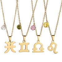 Collar con Colgante de Piedra de Nacimiento de Circonita, Chapado en Oro de 18K, Multicolor, Económico, para Mujer, con Signo Zodiacal Brasileño, XRNH4